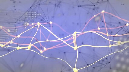 Poster - Animation of glowing lines and nodes over abstract geometric background