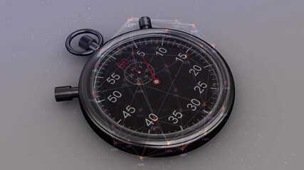 Poster - Displaying stopwatch time with data processing and network connection animation overlay