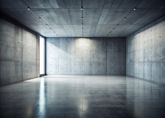 Poster - Minimalist Concrete Room: Abstract Industrial Architectural Background
