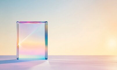 Aufkleber - A transparent prism reflects light against a soft pastel background.
