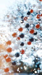 Poster - Molecular diagram of fruit metabolites digital display scientific visualization eye-level perspective realistic render