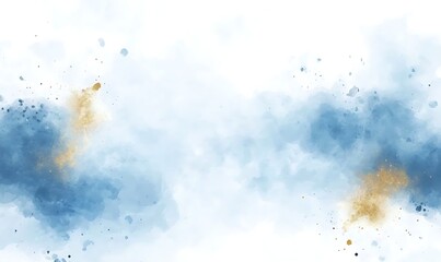 Poster - A soft abstract watercolor background featuring blue and gold tones on a white canvas.