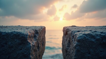 Poster - A rock with a hole in it, with the ocean in the background