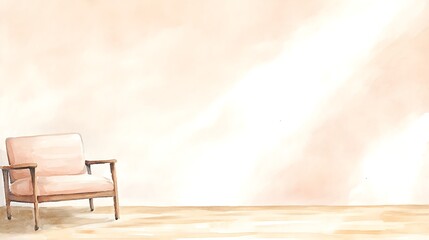 Poster - A minimalist scene featuring a single chair against a soft, light-colored background.