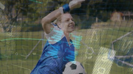 Poster - Soccer player on field with animation and digital data overlay during game