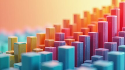 Aufkleber - A colorful building made of blocks with a rainbow of colors