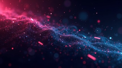 Poster - A blurry image of a blue and red wave with a lot of sparkles