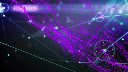 Poster - Animation of purple particles and geometric lines creating digital network pattern