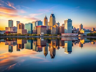 Poster - Minimalist Montreal Reflection: Cityscape Mirror Image