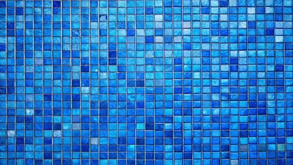 Poster - A blue tile wall with a blue tile pattern