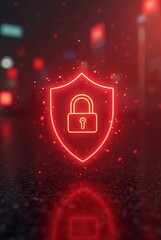Poster - A red shield with a keyhole in the middle