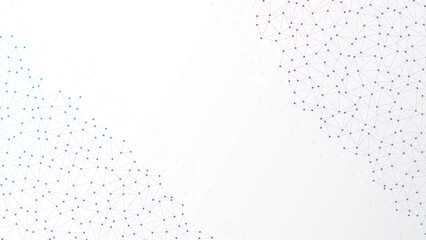 Fototapete - Abstract white background with low poly digital lines connection. White global communication banner with colorful network. Social network background
