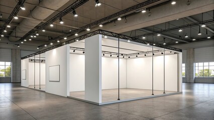 Poster - A large empty room with white walls and a white board on the wall