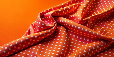 Poster - Minimalist Pink Polka Dot Orange Background Fashion Photography
