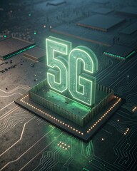 Poster - A computer chip with the letters 5G on it