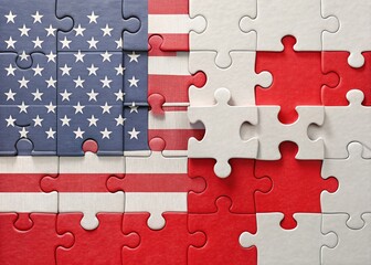 Wall Mural - Minimalist Puzzle: Tonga & USA Flags Intertwined