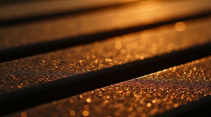 Poster - The image is of a bench with a wooden surface