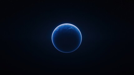 Wall Mural - Nighttime Satellite Images Data Concepts. A glowing blue planet in a dark cosmic background.
