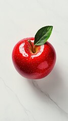 Poster - Minimalist food photography of a single apple overhead shot clean lines soft shadows indoor setting