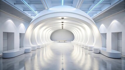 Poster - A large, empty room with white walls and a white ceiling