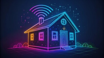 Poster - A house with a rainbow colored roof and windows