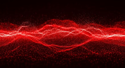 Aufkleber - A red wave of light with a lot of red and white specks