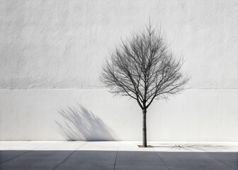 Poster - Minimalist Wall Shadow: Tree Silhouette Photography