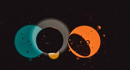Poster - A black and orange and blue circle with a black center