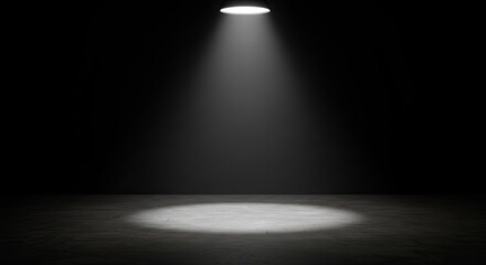 Poster - A dark room with a spotlight on the floor