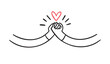 © Yanka - holding hands and heart doodle hand drawn icon. Outline drawing friendship hands or romantic hands line clipart symbol