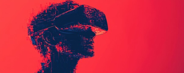 Poster - Exploring virtual reality innovations tech lab digital art futuristic environment side view technology trends
