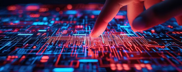 Poster - Exploring digital innovations technology lab data visualization futuristic environment close-up viewpoint