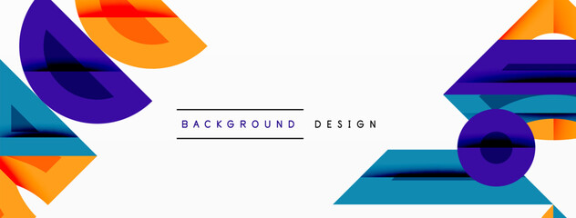 Poster - Abstract geometric background with shapes, featuring circular and rounded elements. Bold contrast, smooth gradients, dynamic composition, futuristic style