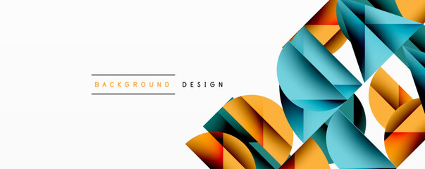 Aufkleber - Abstract geometric background with layered gradient shapes forming dynamic patterns. Overlapping semi circles and triangles create depth and contrast