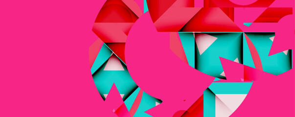 Aufkleber - Abstract geometric composition with interlocking circular and angular shapes, featuring smooth gradients and sharp contrasts on a white background