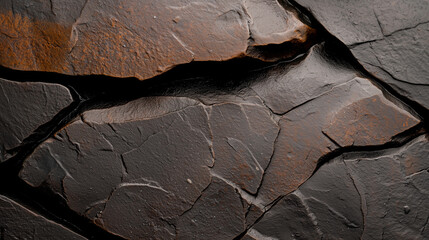 Aufkleber - detailed view of cracked and textured rock surface, showcasing its rugged and natural patterns with earthy tones and weathered details