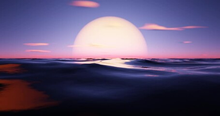 Wall Mural - wave sea beach and sunset sky abstract background. nature and summer concept. 3d render.