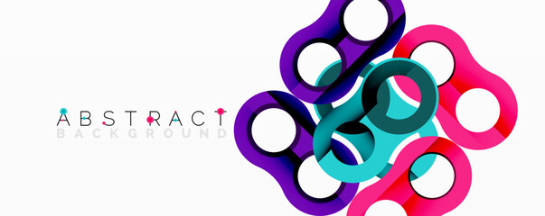 Poster - Abstract geometric pattern with interlocking circular and tubular shapes featuring smooth gradients, sharp contrasts, and dynamic layering