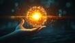 © NURDIYANNA - Hand Reaching for a Glowing Orb of Light in a Dark Background