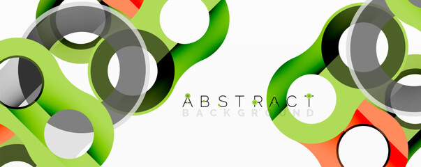 Poster - Abstract circle element composition with overlapping circular and tubular shapes featuring smooth gradients, transparency effects, and dynamic layering