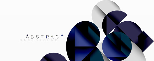 Poster - Modern abstract composition with layered circles and angular segments featuring gradients, transparency effects, and a structured geometric layout