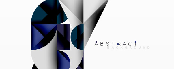 Aufkleber - Modern abstract composition with layered circles and angular segments featuring gradients, transparency effects, and a structured geometric layout