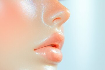 Poster - close-up of doll face capturing essence of dollcore aesthetic with ample copy space