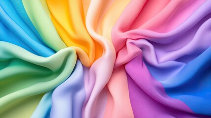 Poster - Vibrant and Colorful Fabric Textures in Soft Silky Drapery Display