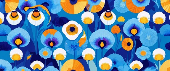 Aufkleber - iris pattern on cyan plain background digital abstract art work illustration design