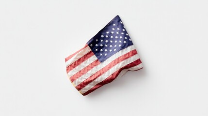 Aufkleber - solitary folded american flag lies gracefully on pristine white background