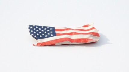 Poster - solitary folded american flag lies gracefully on pristine white background