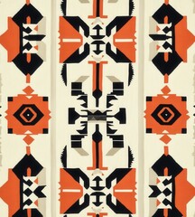 Poster - Striking geometric pattern in bold black and orange colors evoking energy and vibrancy in design