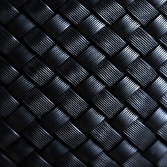 Poster - A close-up view of a black woven fabric showcasing texture and detail for fashion or design use