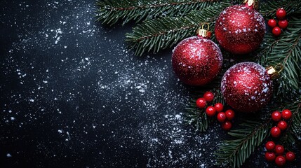 Poster - Stunning christmas decorations displayed on a black background for a modern holiday aesthetic